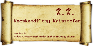 Kecskeméthy Krisztofer névjegykártya