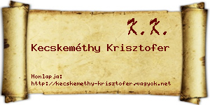 Kecskeméthy Krisztofer névjegykártya